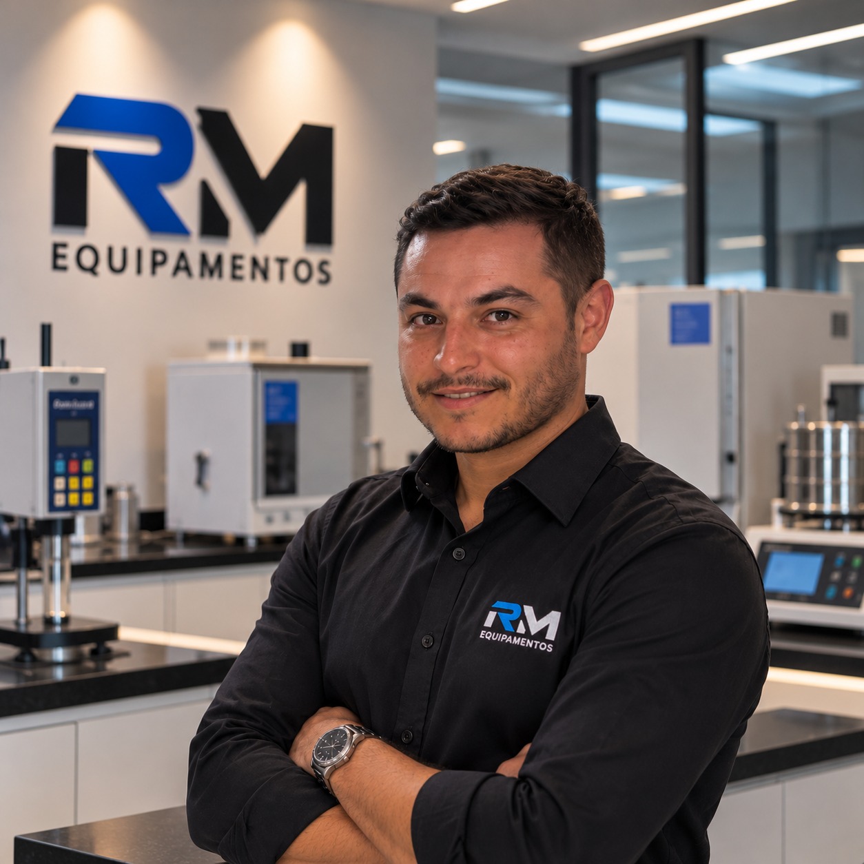 Responsável da RM Equipamentos em seu laboratório